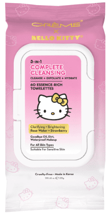 The Crème Shop Hello Kitty 3-in-1 Complete Cleansing Facial Towelettes, 60 Count Wipes, 8.28 oz.