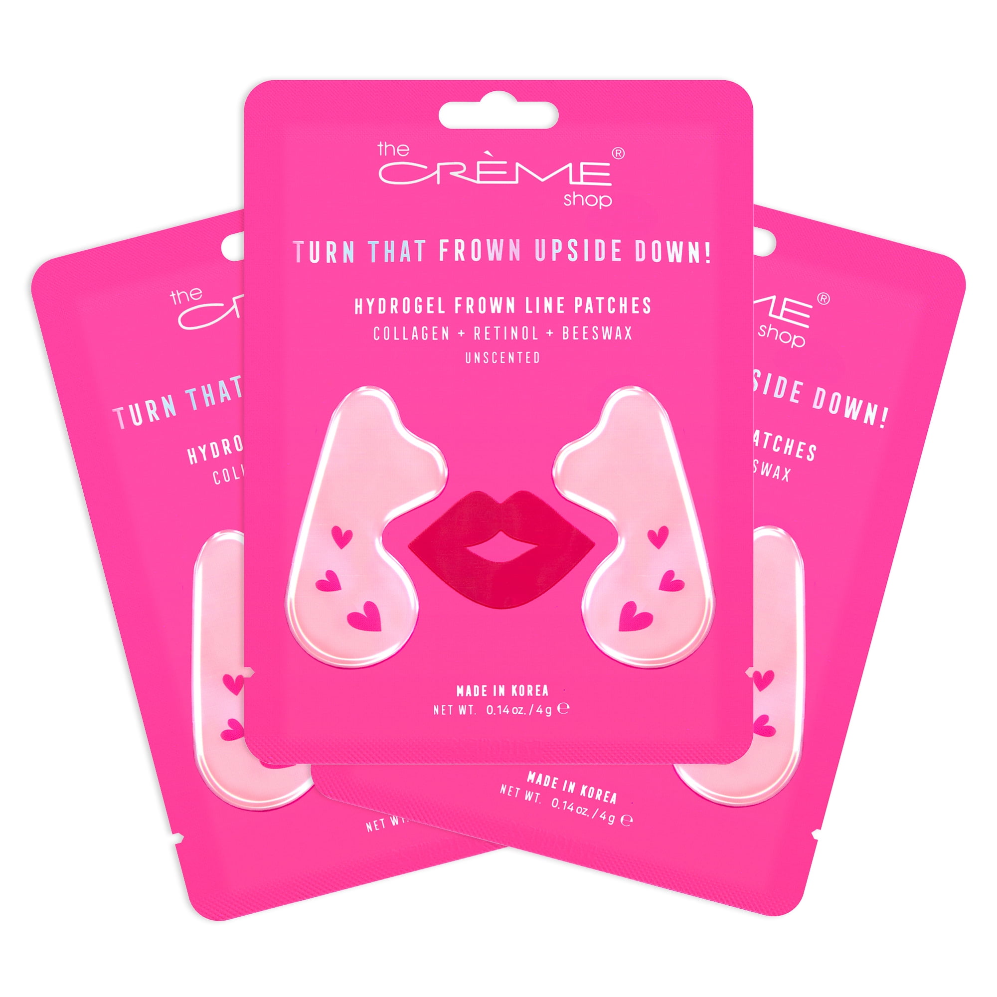 The Crème Shop Hydrogel Frown Line Patches, Face Patches for Wrinkles, Frown Line Patches with Collagen, Retinol and Beeswax, Hydrogel Pads - 3 Pack
