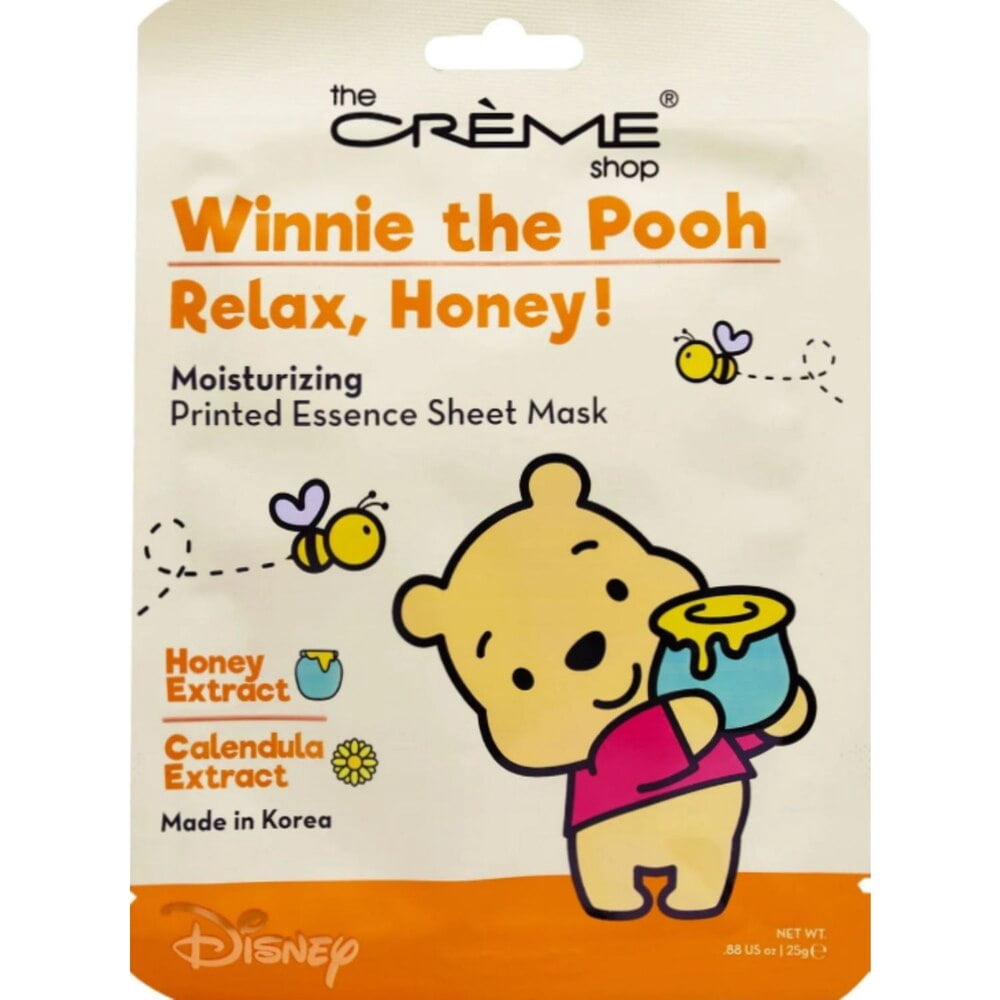 The Crème Shop RELAX, HONEY! Winnie the Pooh Printed Essence Sheet Mask, Hydrating Facial Sheet Mask, 6 Count