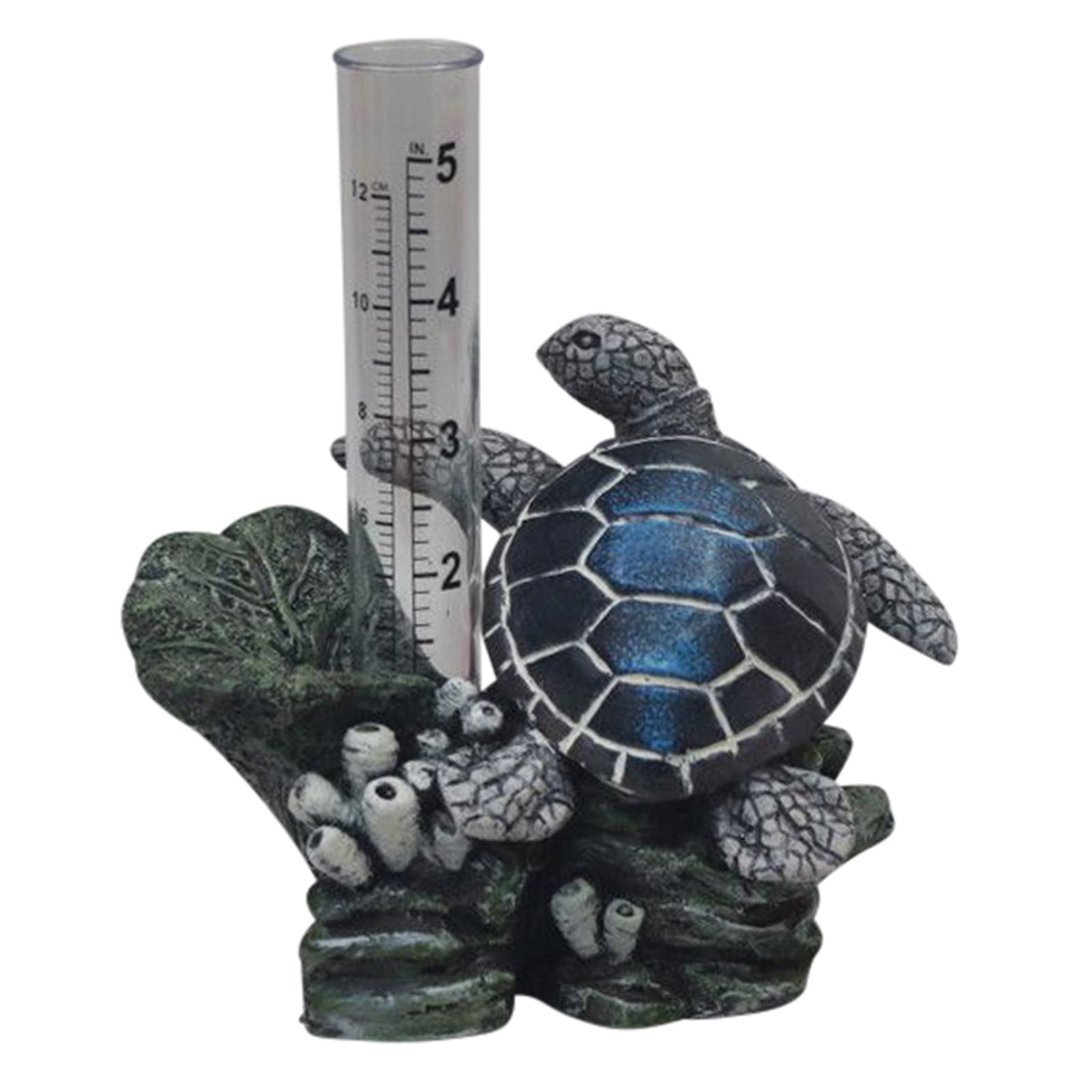 Hand-Painted Sea Turtle Polyresin Rain Gauge for Garden