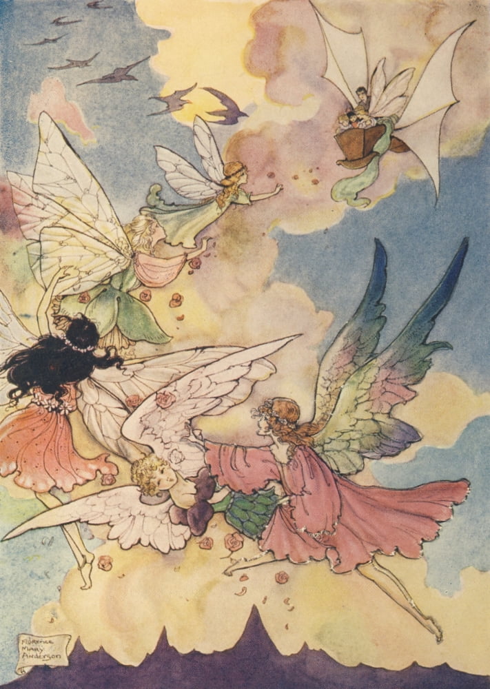 The Cradle Ship 1916 Behind the ship there floated up a band of fairies Canvas Art - Florence Mary Anderson (18 x 24)