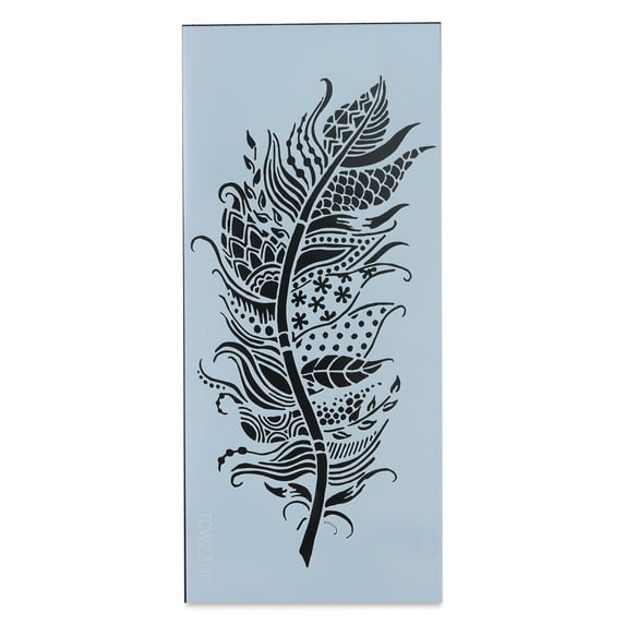 The Crafter's Workshop Slimline Stencil - Patchwork Feather, 9" x 4"