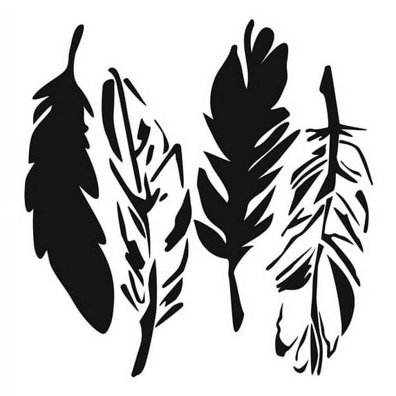 The Crafter's Workshop Stencil, 6" x 6", 4 Feathers