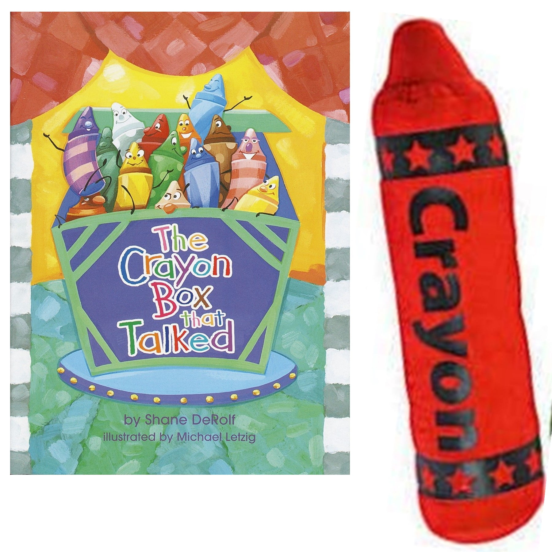 The Crayon Box That Talked by Shane Derolf Friendshp Book and a Red Plush Crayon Gift Set