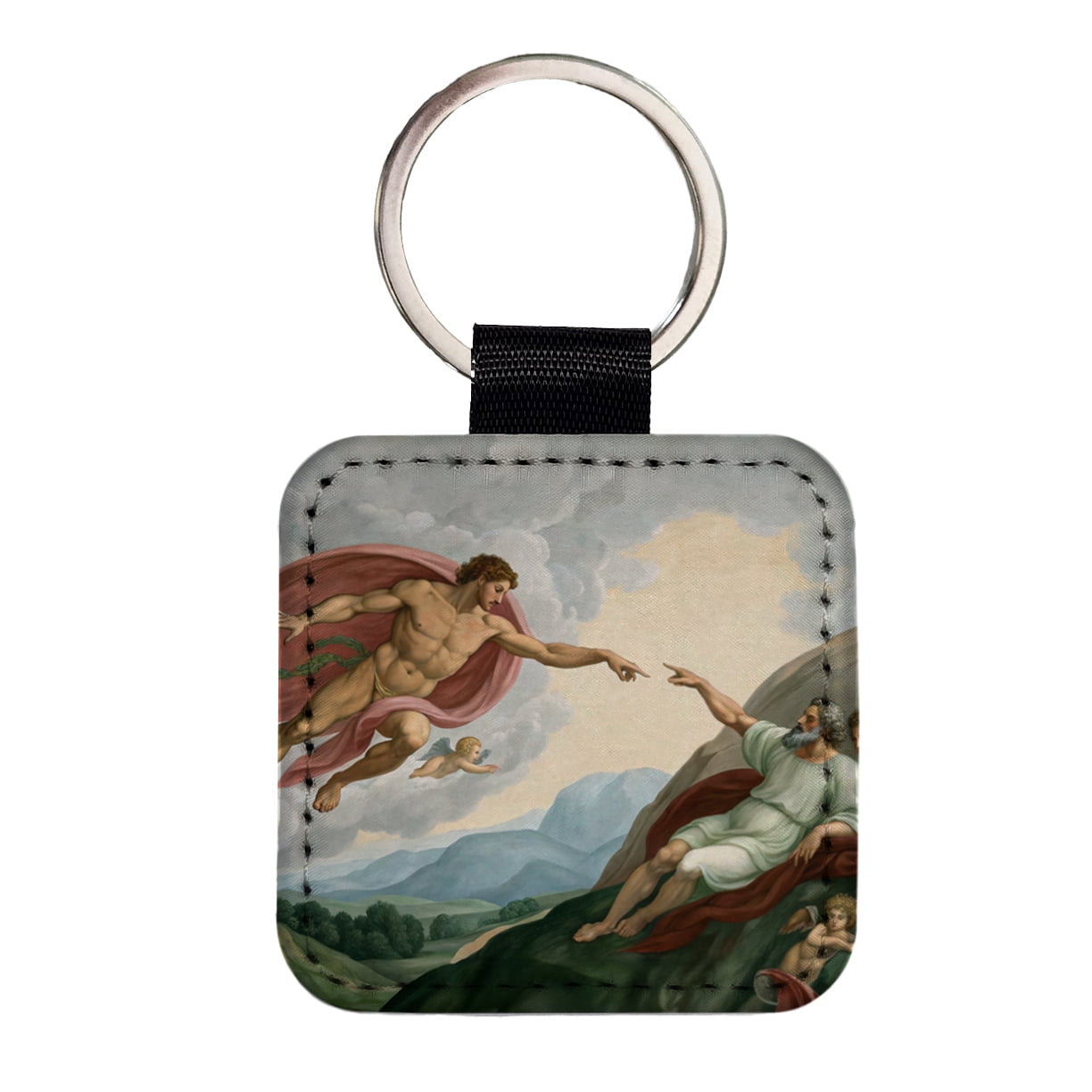 The Creation Of Adam By Michelangelo Inspired Faux Leather Square ...