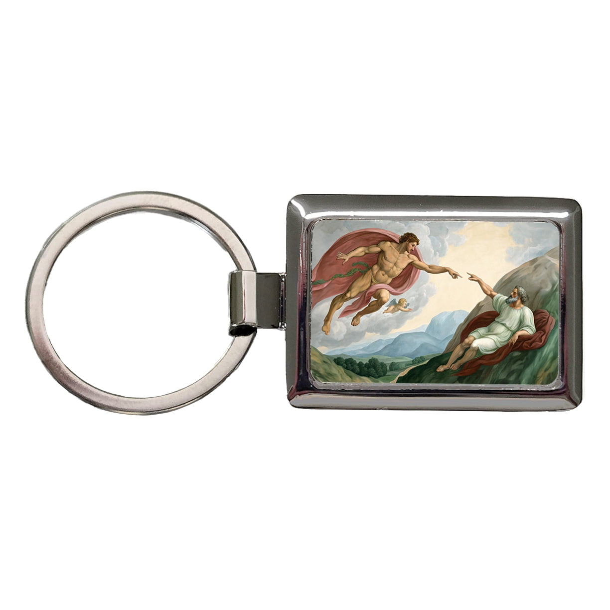 The Creation Of Adam By Michelangelo Inspired Metal Rectangle Keychain ...