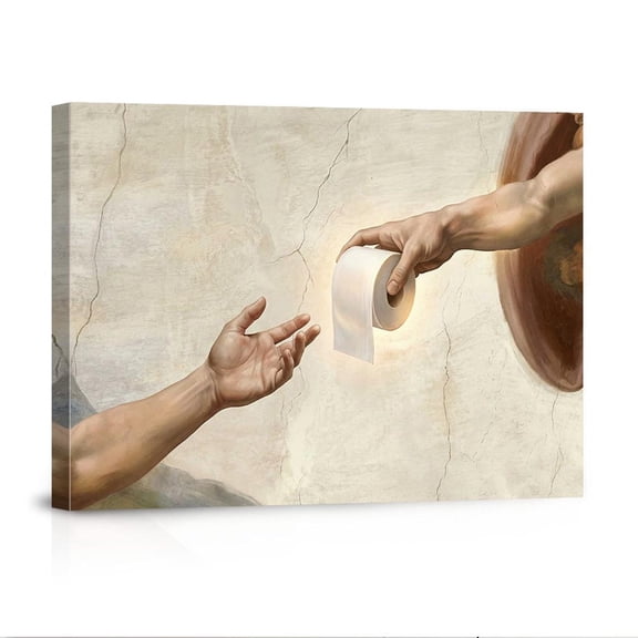 The Creation Of Adam Toilet Paper Renaissance Bathroom Unique Idea Canvas