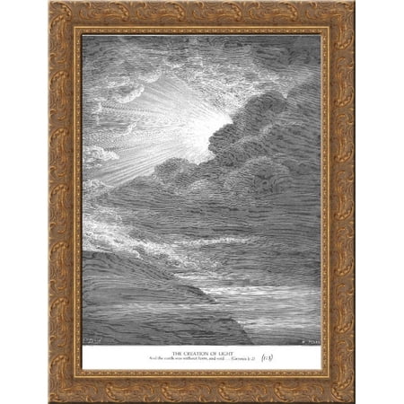The Creation of Light 24x18 Gold Ornate Wood Framed Canvas Art by Gustave Dore