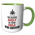 thumbnail image 1 of 3drose, the Creative Adult Is a Child Who Survived. Saying. White Black Red, 15oz Two-tone Green Mug, 1 of 6