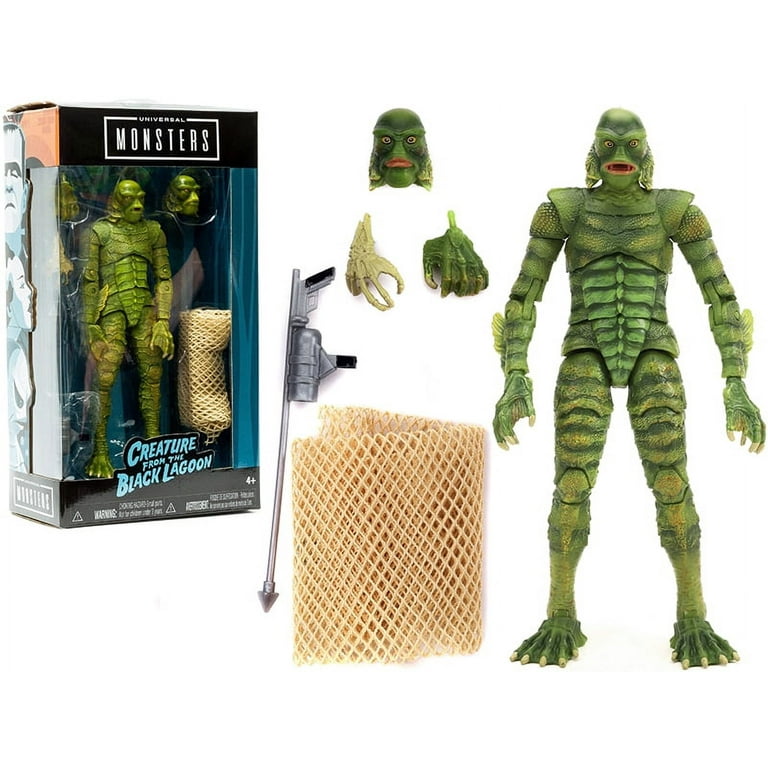 The Creature from the Black Lagoon 6.75 Moveable Figurine with Spear and  Fishing Net and Alternate Head and Hands Universal Monsters Series by  Jada 