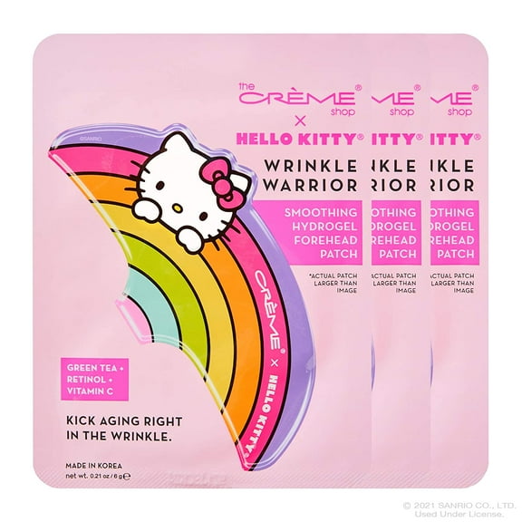 The Creme Shop Hello Kitty Hydrogel Forehead Patch for Wrinkle Relief, Anti aging (3 Pack)