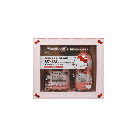 The Creme Shop Hello Kitty Vanilla Spa; Bath Crystals 12.36 oz; Sugar Body Scrub 14.1 oz; All Ages.