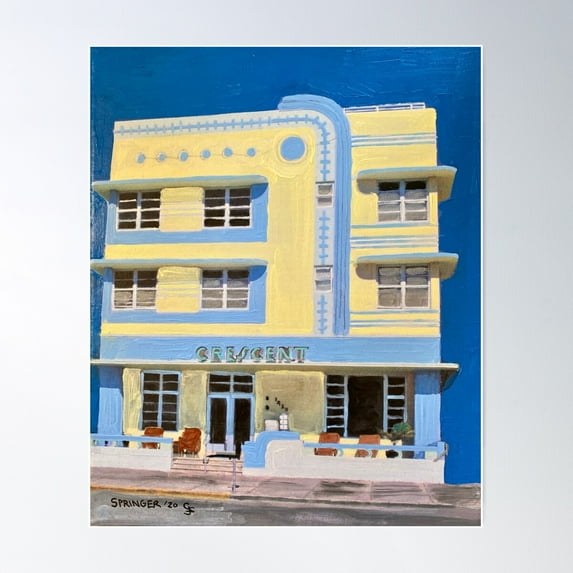 The Crescent Hotel - Miami Beach Poster Wall Art, Modern Wall Decor For Living Room Bedroom, 12x18 UNFRAMED
