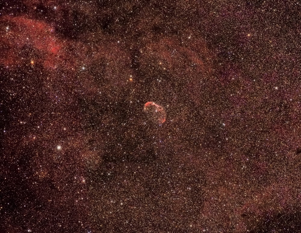 The Crescent Nebula an emission nebula in the Cygnus constellation Canvas Art - Roberto ColombariStocktrek Images (32 x 25)