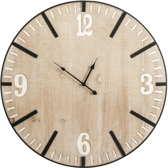 The Crestview Collection "Chime In" Wooden Wall Clock in Brown