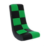 The Crew Furniture Boost Video Rocker Floor Gaming Chair, Kids and Teens, PU Faux Leather Black/Green