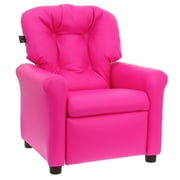 The Crew Furniture Traditional Kids Recliner Chair, Toddler Ages 1-5 Years, PU Faux Leather Hot Pink