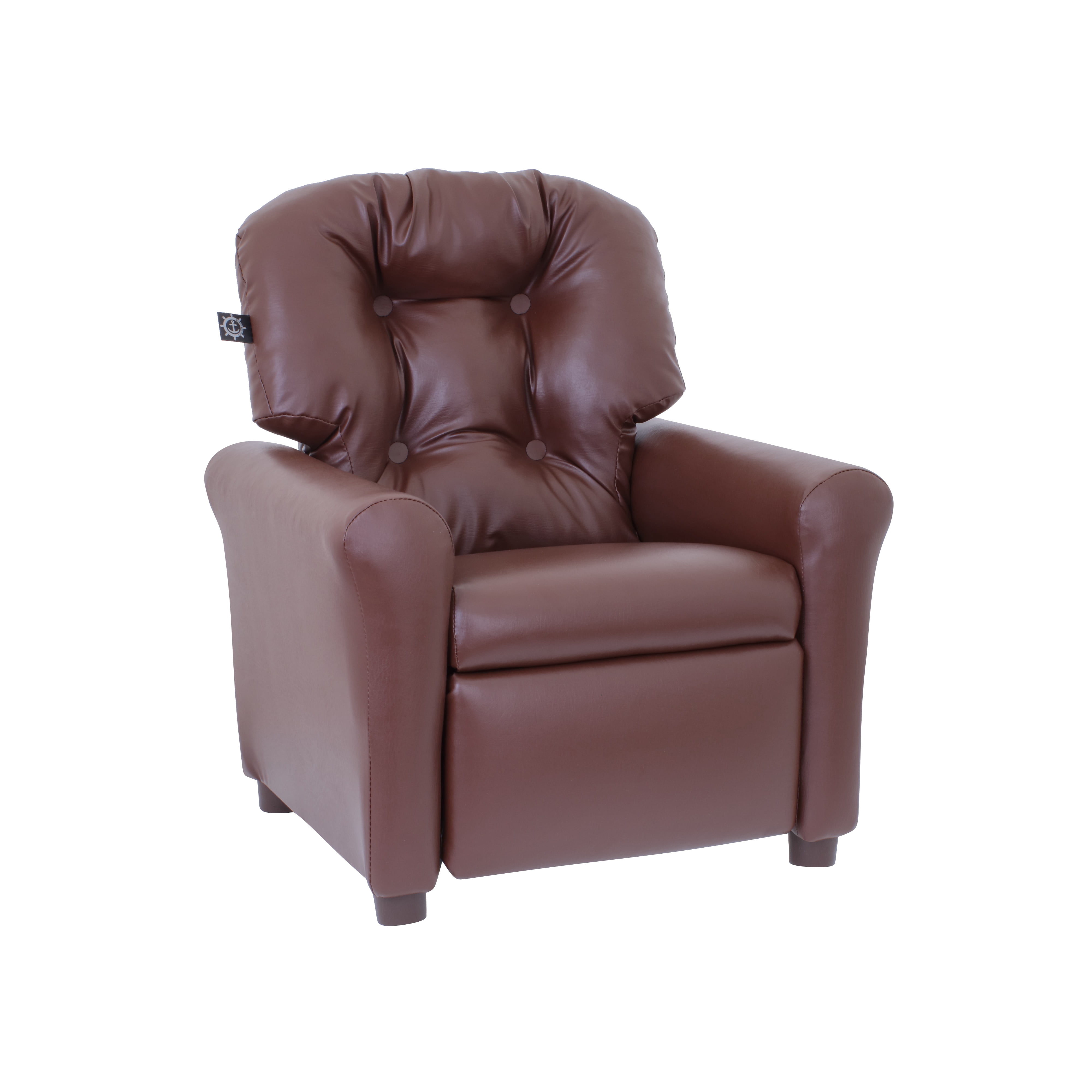 The Crew Furniture Traditional Kids Recliner, Toddler Ages 1-5, PU Faux Leather Brown