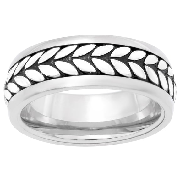 The Crop - Antique Finish Stainless Steel Black IP 7mm Ring - Size 8