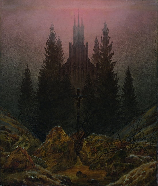 The Cross In The Mountains Canvas Art - Caspar David Friedrich (24 x 36)