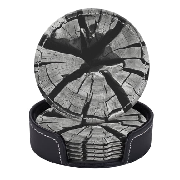 The Cross-Section Of Old Tree Trunk With Black And White