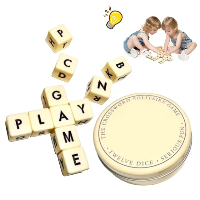 The Crossword Solitaire Game, Dice Game with 12 Dice Letters, Creative