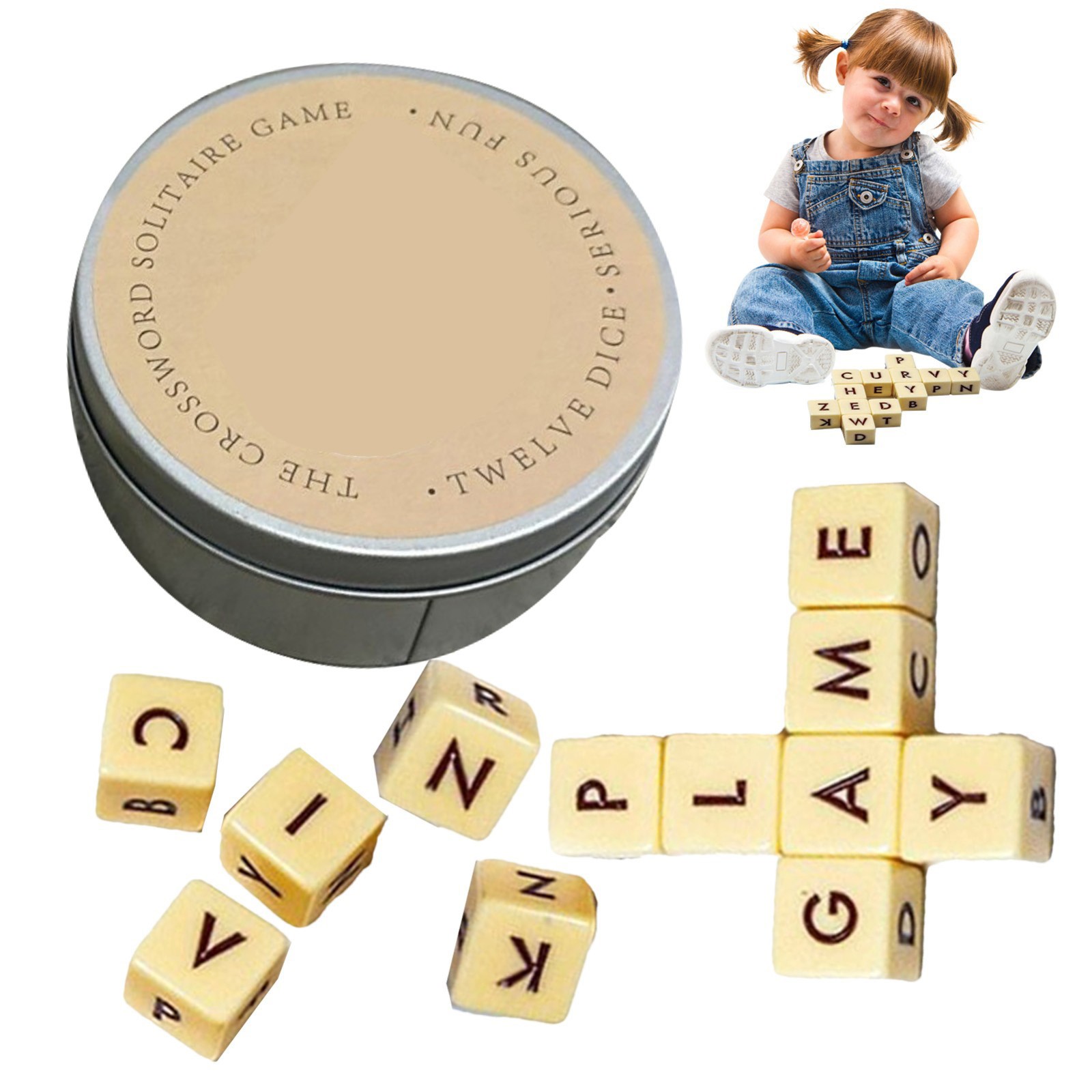 The Crossword Solitaire Game, Qless Crossword Solitaire Dice Game with