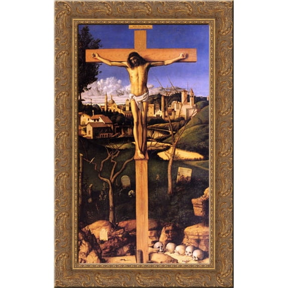The Crucifixion 17x24 Gold Ornate Wood Framed Canvas Art by Bellini, Giovanni