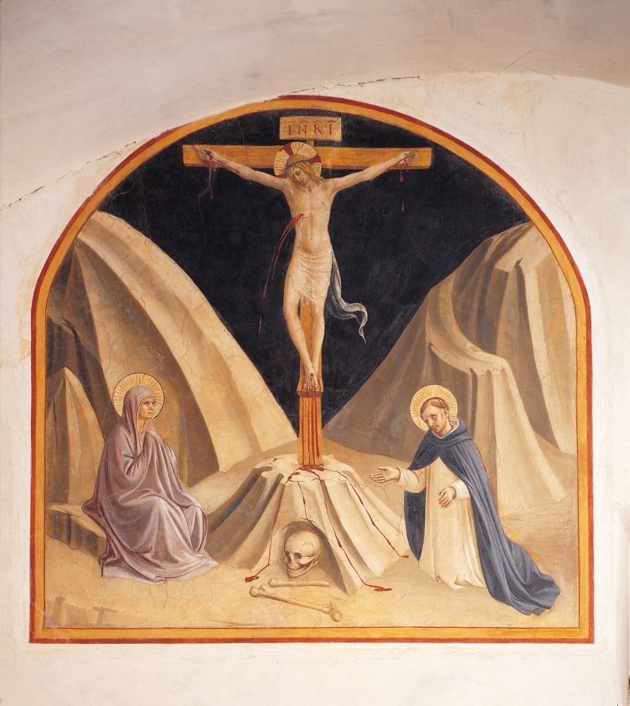 The Crucifixion With The Virgin Mary And St Dominic Canvas Art - (18 x 24)