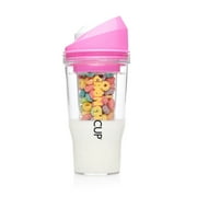 CrunchCup XL Pink Portable Plastic Cereal Cup for Breakfast on the Go, BPA-Free & Dishwasher-Safe