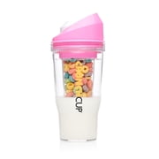 CrunchCup XL Pink: Portable Plastic Cereal Cup for Breakfast on the Go, BPA-Free & Dishwasher-Safe
