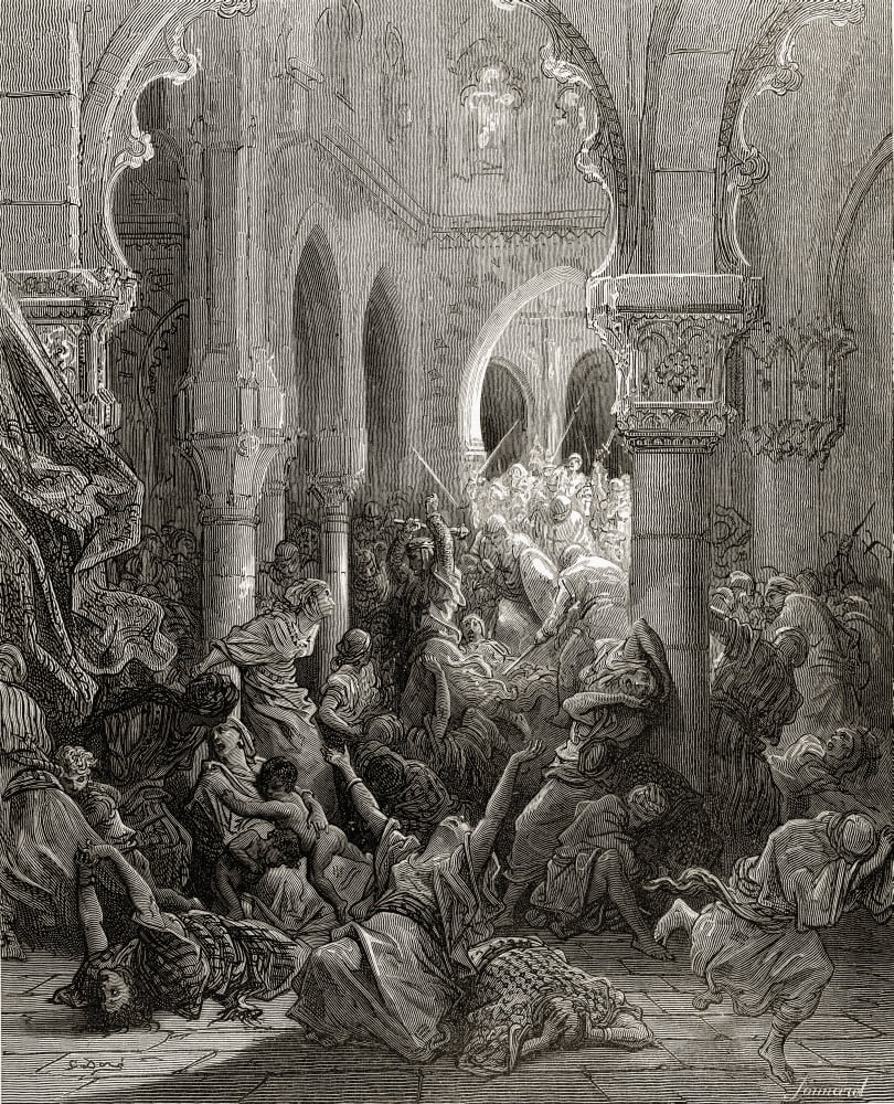 The Crusaders Massacre The Inhabitants Of Caesarea First Crusade 1096 1146 Canvas Art - Ken Welsh Design Pics (26 x 34)