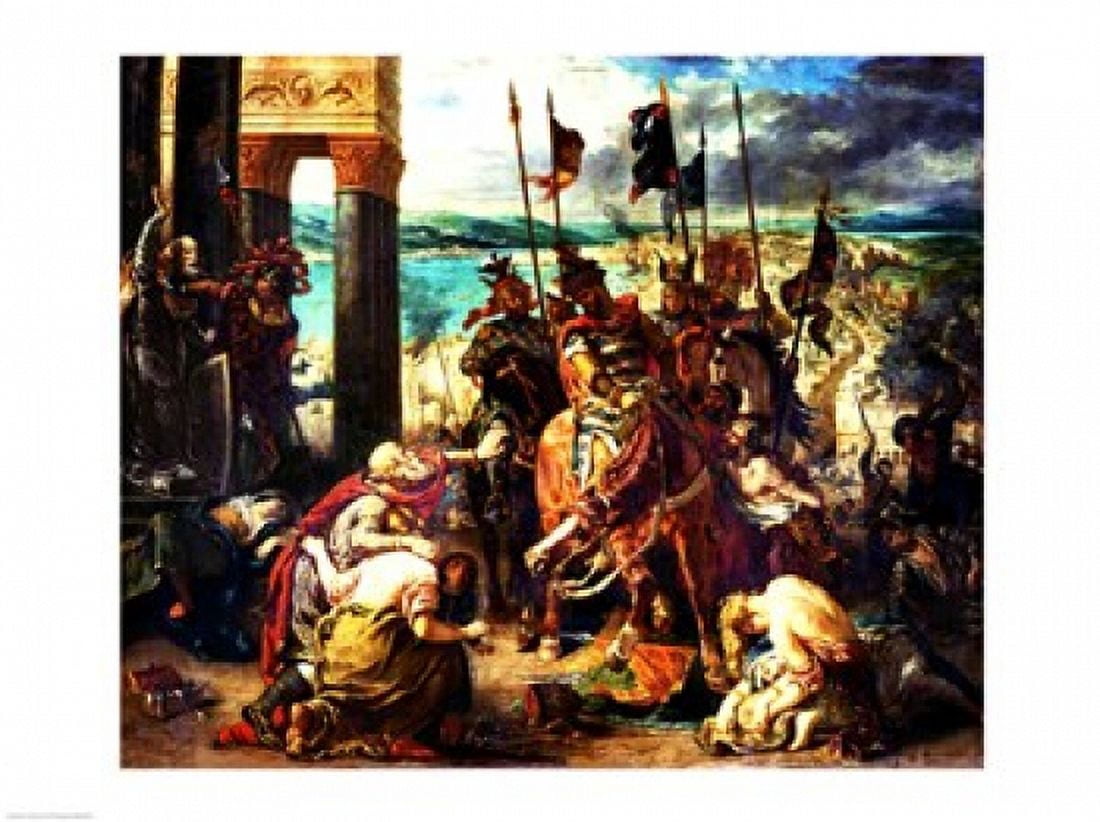 The Crusaders entry into Constantinople Canvas Art - Eugene Delacroix (24 x 18)