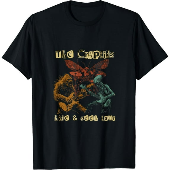 The Cryptids Hide & Seek Tour CryptidBigfoot Mothman UFO T-Shirt