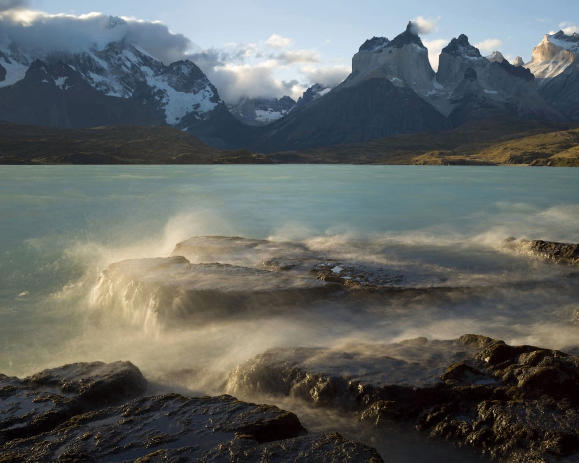 The Cuernos del Paine (R) from Lake Pehoe Torres Del Paine National Park Chile Canvas Art - Panoramic Images (22 x 27)