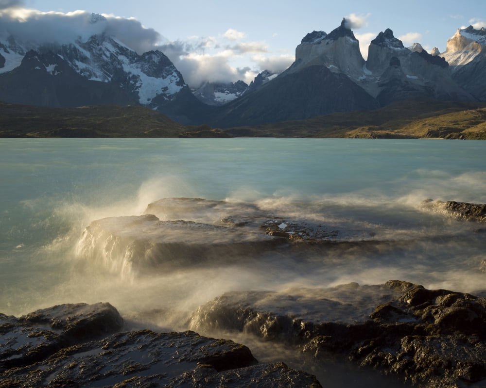 The Cuernos del Paine (R) from Lake Pehoe Torres Del Paine National Park Chile Canvas Art - Panoramic Images (29 x 36)