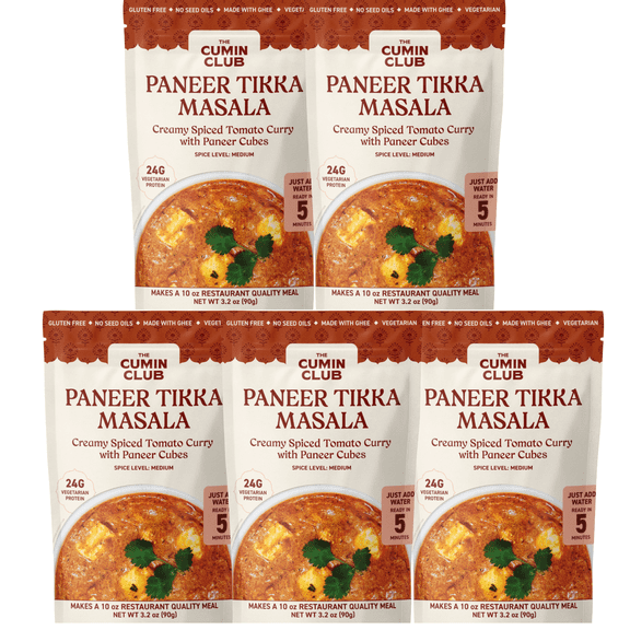 The Cumin Club Paneer Tikka Meal Kit - Instant Meals - Ready to Eat Indian Food (Pack of 5)