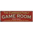 thumbnail image 1 of The Cummings Family Gift Red Game Room Metal 6x18 Sign 206180038873, 1 of 1