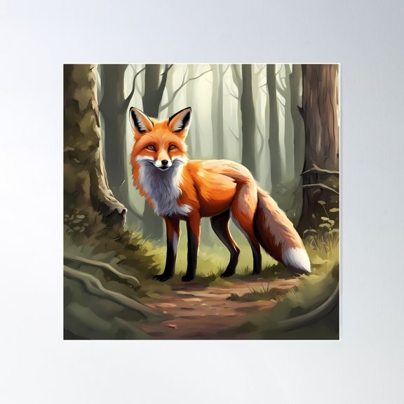 The Cunning Fox Poster Wall Art, Modern Wall Decor For Living Room Bedroom, 30x30 UNFRAMED