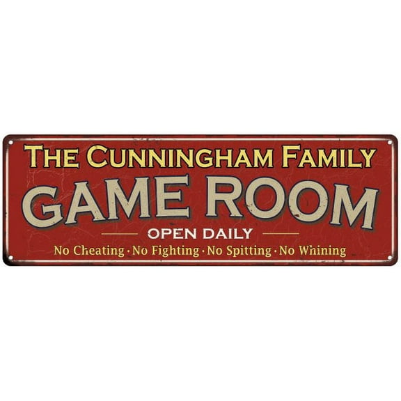 The Cunningham Family Red Game Room Metal 6x18 Sign 106180038979