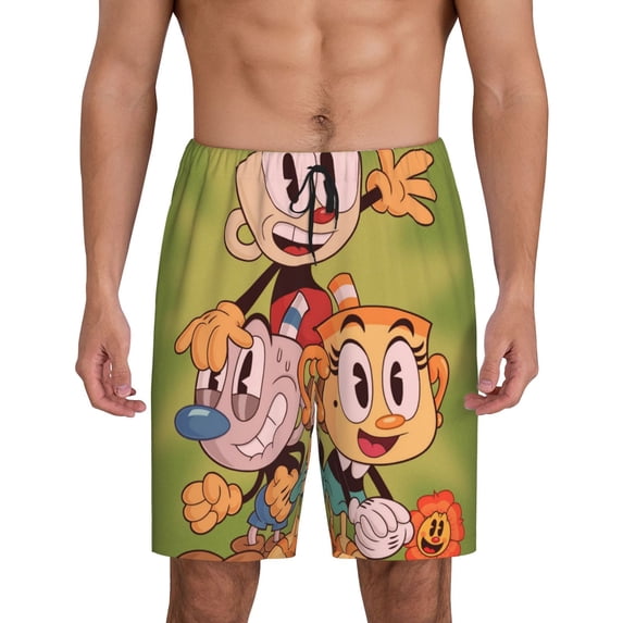 The Cuphead Show Animated Men's Short Pajama Pants Lightweight Daily Lounge Shorts Bottoms Sleepwear Cozy Soft Home Pajama Pants Shorts