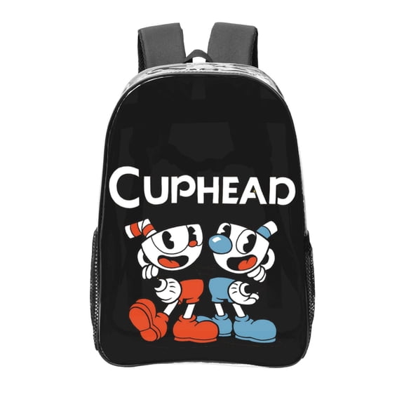 The Cuphead Show Basics Transparent Backpack School See Through Plastic Backpacks For School, Work,Concert,College,Travel