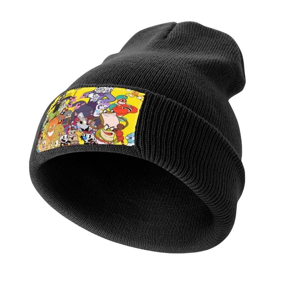 The Cuphead Show Beanie Men Slouchy Knit Skull Cap Warm Stocking Hats Guys Women Winter Beanie Hat Cuffed Plain Hat