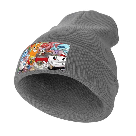 The Cuphead Show Beanie Men Slouchy Knit Skull Cap Warm Stocking Hats Guys Women Winter Beanie Hat Cuffed Plain Hat