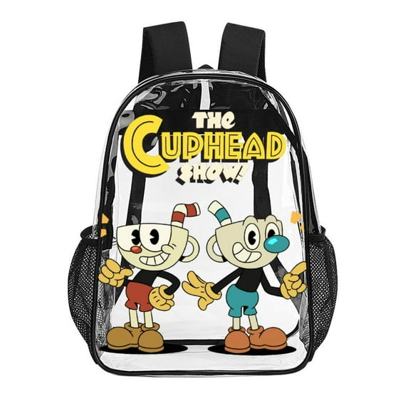The Cuphead Show Clear Backpack Heavy Duty Transparent Bag See Through Bookbag for School, Work, Sport, College, Travel