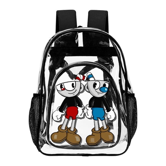The Cuphead Show Clear Backpack Heavy Duty Transparent Bag See Through Bookbag for School, Work, Sport, College, Travel