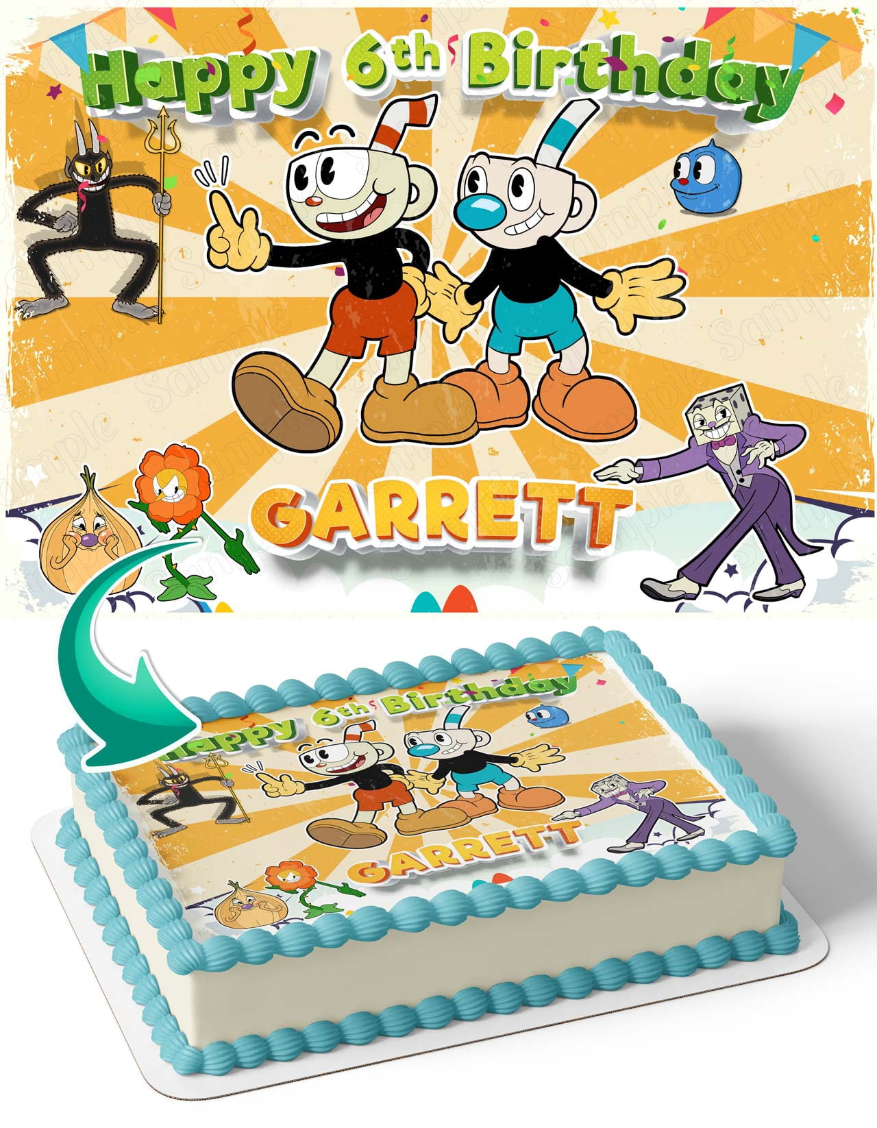 The Cuphead Show Edible Image Cake Topper Personalized Birthday Sheet ...
