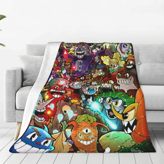 The Cuphead Show Fleece Blanket Super Soft Cozy Warm Flannel Fleece Throw Blanket For Couch Bed Sofa Throw 80"X60"