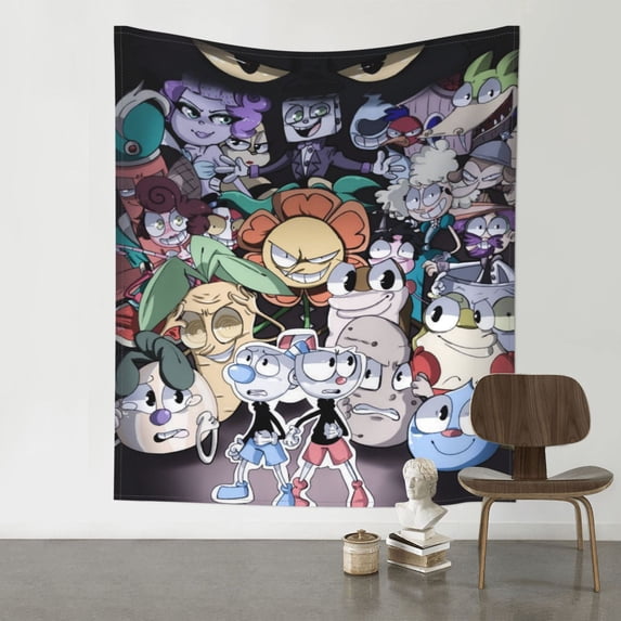 The Cuphead Show Tapestry Wall Hanging Wall Art Decor Wall Tapestry for Living Room Bedroom Dorm 40x60 Inch