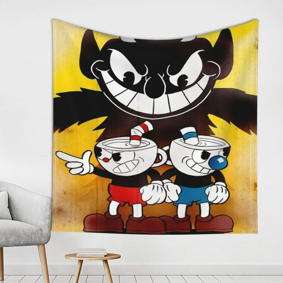 The Cuphead Show Tapestry Wall Hanging Wall Art Decor Wall Tapestry for Living Room Bedroom Dorm 59x59 inch